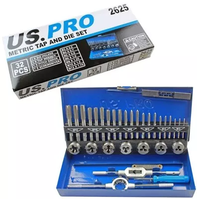 £28.95 • Buy US PRO 32pc METRIC TAP & DIE SET M3 M4 M5 M6 M8 M10 M12 Taper Plug Bottoming