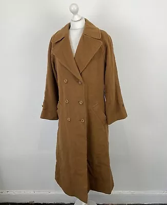 Vintage Jaeger Long Coat Brown Wool Camel Hair Size 12 UK Women’s • £39.99