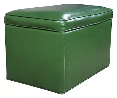 Mid Century Modern Green Vinyl Rectangular Storage Ottoman Footstool Bench Retro • $376