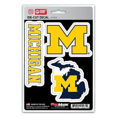 Michigan Wolverines Decal Die Cut Team 3 Pack [NEW] Car Truck Auto Sticker • $5.95