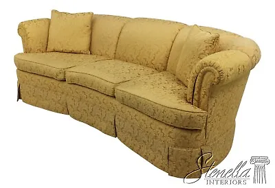 L58928EC: KINDEL Gold Damask Upholstered Crescent Sofa • $2695