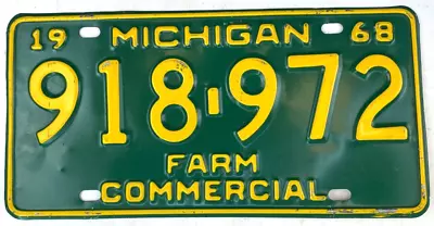 Vintage Michigan 1968 Commercial Farm License Plate Garage Wall Decor Collector • $24.95