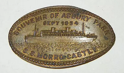 1934 S.s. Morro Castle Elongated Cent Token Shipwreck Souvenir Asbury Park Nj • $45