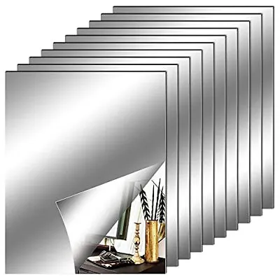 10 Pack Flexible Mirror Sheets Decorative Self Adhesive Mirror Tiles 8x10 Inch • $19.26