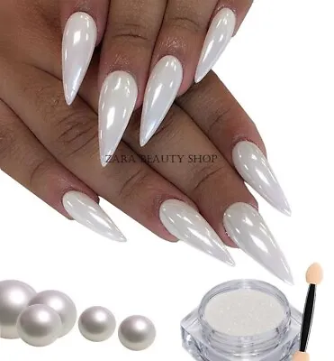 WHITE CHROME POWDER Pigment Pearl Nails Nail Art Crystal Shiny Dust Glazed Donut • $8.77