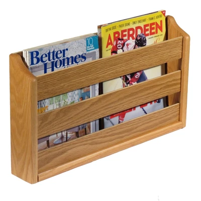 $58.09 • Buy Wooden Mallet Doublewide Oak Magazine Rack, Wall Mount Or Tabletop, Light Oak