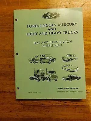 1988 Ford Mercury Lincoln Master Parts Catalog Manual Supplement Book Original • $24.99