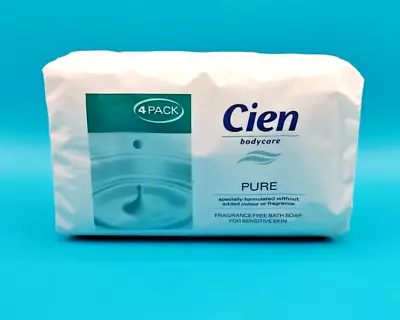 Cien Pure Soap 4x125g Bars Fragrance Colour Free Natural Sensitive Skin Gentle • £7.99