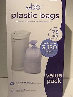 Ubbi Disposable Diaper Pail Plastic Bags Value 75 Count (Pack Of 1) Purple  • $12