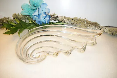 MIKASA Clearwater Wave Crystal Server Platter Nautilus Shell 13” X 7  Perfect • $22