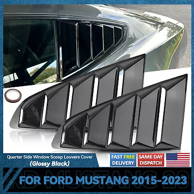 Gloss Black Side Vent Window 1/4 Quarter Scoop Louver 2015-2023 For Ford Mustang • $35.99