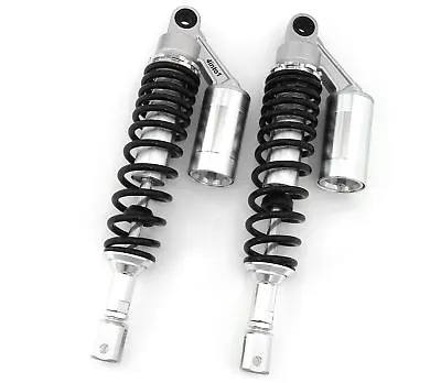 Silver & Black Remote Reservoir Motorcycle Shocks - Eye To Clevis - 350mm 360mm • $50.95