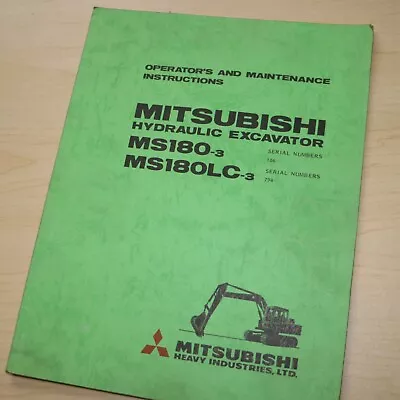 MITSUBISHI MS180-3 Crawler Excavator Owner Operator Operation Manual Maintenance • $62.97