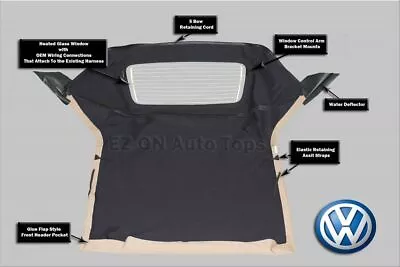 Fits Volkswagen Cabrio 2001-02 Convertible Top & Heated Glass Window TAN Vinyl • $404.59