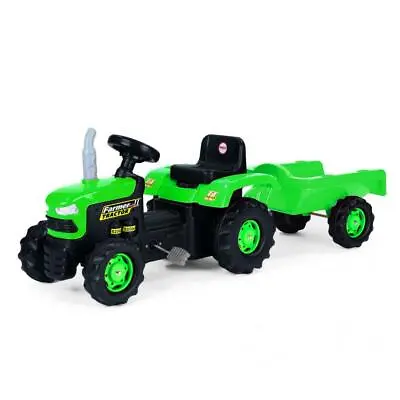 Dolu Kids Tractor With Trailer Childrens Ride On Toy Pedal Outdoor Garden Fun • £64.99