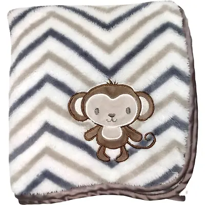 SL Home Fashions Monkey Chevron Baby Blanket Zig Zag Brown Gray White RN 119741 • $29