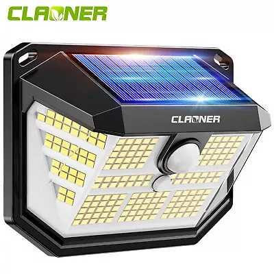 CLAONER 178 LED Solar Power Wall Lights PIR Motion Sensor Outdoor Security Lamp • $7.99