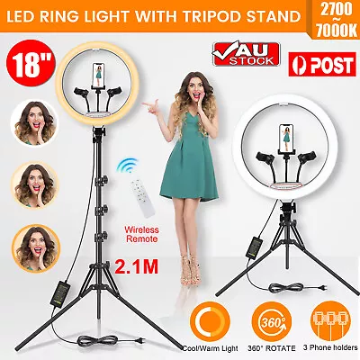 2024 18 LED Ring Light Dimmable Lighting Phone Selfie +2.1M Tripod Makeup Live • $20.59