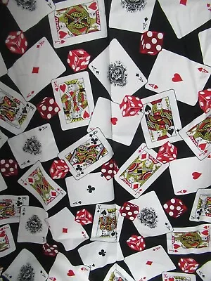 Vintage  Fabric By CS Shamash & Sons  HAS PLAYING CARDS AND DICE  SBTY  X 43  W • $19.99