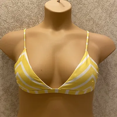 Zaful Swim Bikini Top. Yellow And White Chevron Striped. Size Small • $9
