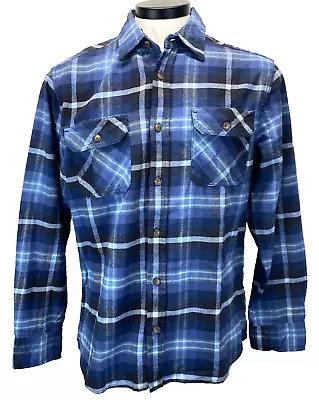 Jachs Shirt Men's Medium Plaid Heritage Flannel Long Sleeve Button Up Dark Blue • $21.95