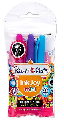 Paper Mate Inkjoy Mini Bright Colors Medium Pt Ballpoint Pens Pack Of 3 New • $8.50