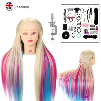 Training Head Salon Hair Hairdressing Practice Mannequin Doll + Clamp Braid Set • £16.59