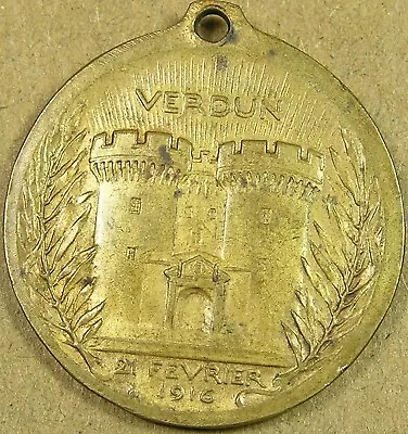 1916 France WWI Medal Verdun They Shall Not Pass Medal Battle Of Verdun 26 Mm • $13.11