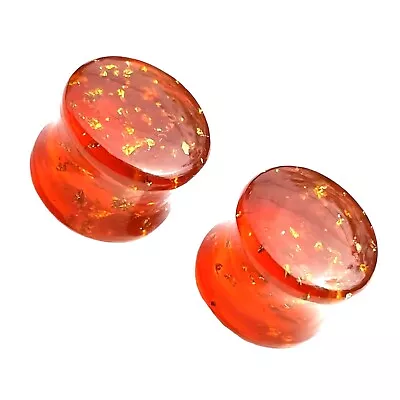 Amber Ear Plugs Tunnels Round Shape Gauges -Earplugs Handmade  Size 3mm To 50 • $63.86