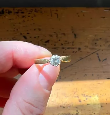 £325 • Buy 18ct GOLD Hallmarked Natural Large DIAMOND SOLITAIRE Ring Size M 1/2,  0.30ct