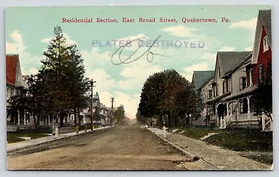 Quakertown PA~East Broad Street Residential~Victorian Homes & Porches~c1908 PC • $11