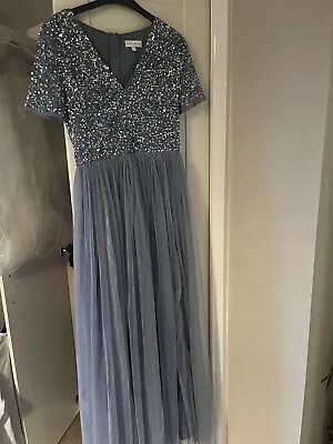 Maya Deluxe Soft Blue Party / Bridesmaid Dress UK Size 10 • £25