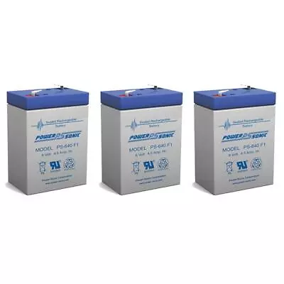 Power-Sonic 3 Pack - 6 VOLT 4.5AH RECHARGEABLE GAME DEER FEEDER BATTERY 6V • $32.99