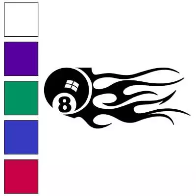 Eight 8 Ball Pool Flames Vinyl Decal Sticker Multiple Colors & Sizes #7419 • $4.95