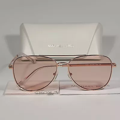 Michael Kors San Diego Aviator Sunglasses Rose Gold & Pink Lens MK 1045 11085 • $89.99