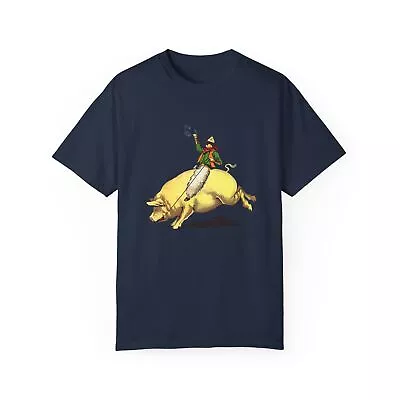 Vintage Cowboy Riding Pig / Hog Rodeo T-Shirt Multiple SIZES & COLORS • $22.95