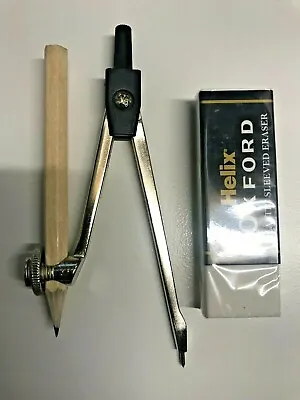 £2.99 • Buy Drawing Compass. HELIX Metal Compass + Eraser And  FREE PENCIL. 