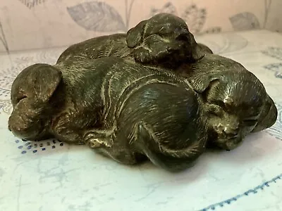 Purbeck Designs Puppies Ornament Collectable Resin Bronze Heavy • $8.71