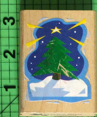 Winter Pine Tree And Star Rubber Stamp By Canadian Maple Collections  • $2.99