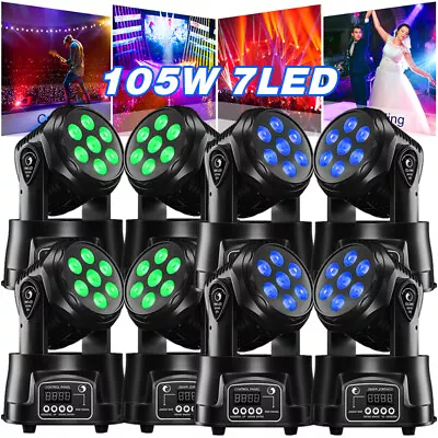 8X 105W Moving Head Stage Lighting RGBW Wash 7LED DMX Mini Light DJ Disco Party • $62.39