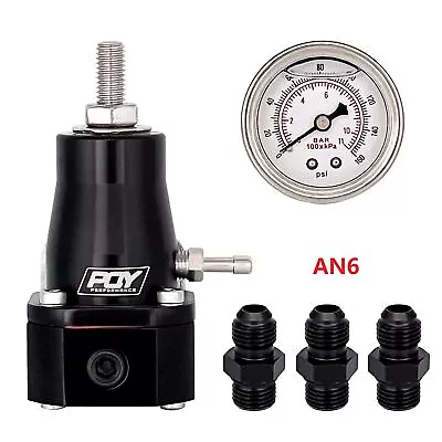 Adjustable 30-70 PSI EFI Fuel Pressure Regulator Kit W/ Oil Gauge AN6 Fittings • $25.92