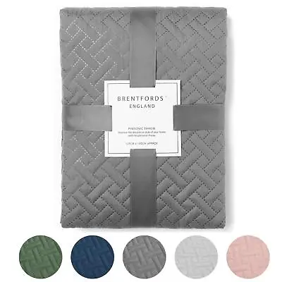 Brentfords Geo Quilted Bedspread Blanket Pinsonic Throw Large Sofa Bed Comforter • £7.99