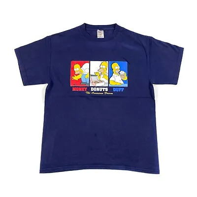 The Simpsons Shirt The American Dream Money Donuts Duff Beer Homer 2004 Blue M • $19.95