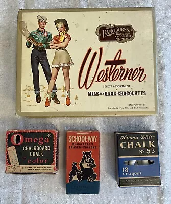 Vintage Lot - Westerner  Chocolate Box And Vintage School Chalk Boxes • $4.99