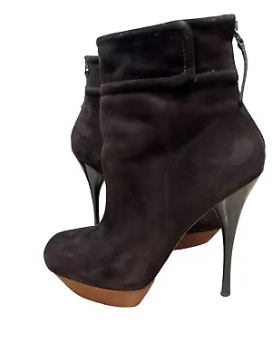 L.A.M.B. Blazon Brown Suede Platform Front Stiletto High Heel Ankle Boots Size 6 • $43