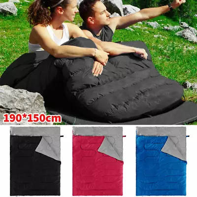 2 People Double Sleeping Bag Outdoor Camping 4 Season Carry Bag Waterproof UK • £25.99