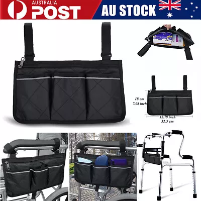 Waterproof Multi Pocket Wheelchair Armrest Side Bag Wheelchair Storage Organizer • $14.99