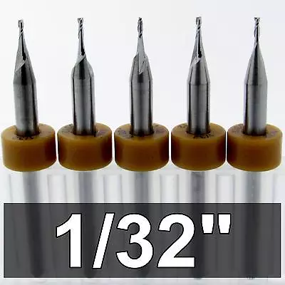 1/32  End Mills 2 FLUTE Solid CARBIDE FIVE  Pcs.  Made In USA Kyocera UMT106 • $20.99