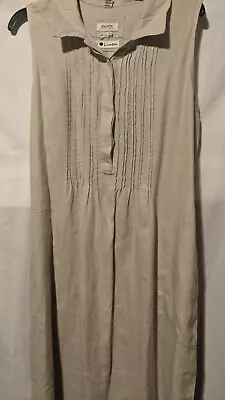 MALVIN I LOVE LINEN Beige Sleeveless Side Pockets Pintuck Pleats Pullover Sz XL • $35