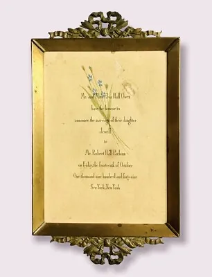 $35 • Buy Antique 1940s Rococo Ornate Brass Photo Picture Frame 1949 Wedding Announcement